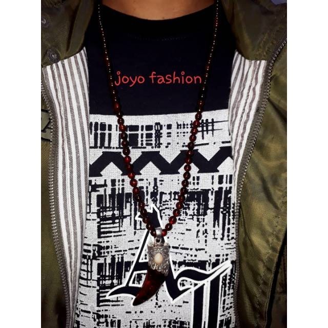 KALUNG TASBIH AKAR BAHAR MERAH DELIMA TEMBUS CAHAYA LIONTIN MODEL TARING