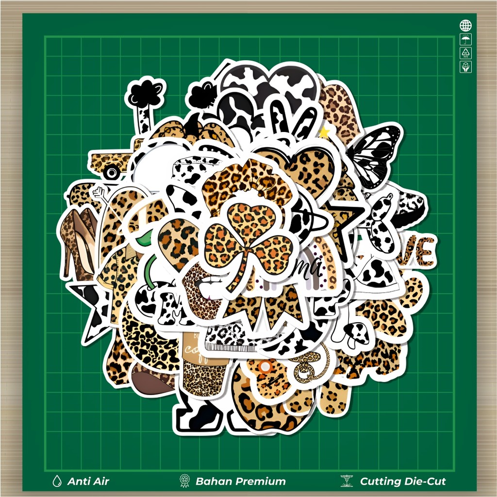 

HOT 50 PCS STIKER Stiker Leopard Motif Stiker Fashion Cars Decal Dingin Kartu Album Custom Vinyl Anti Air- Sticker Aesthetic Buku Journal Koper Casing HP Tablet Laptop Helm Motor Botol Minum