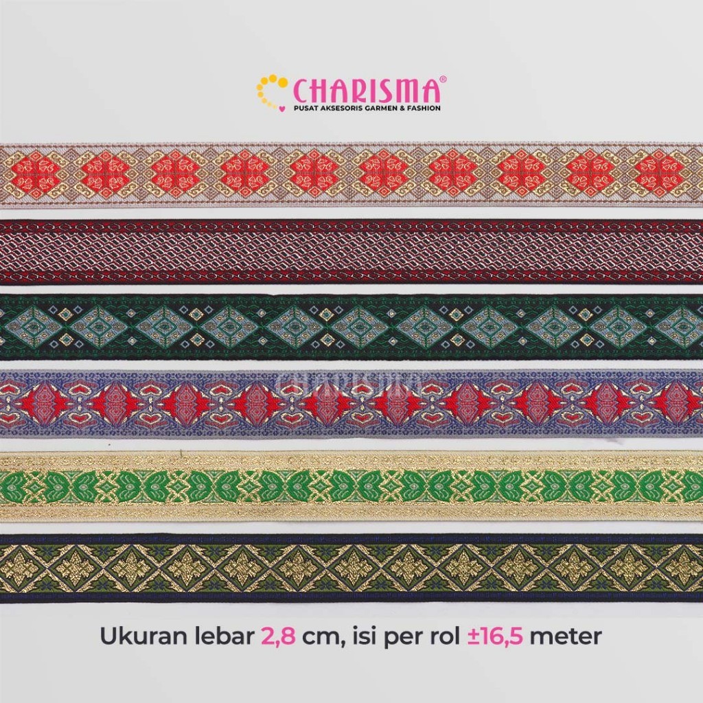 

Charisma Pita Gamis 3 / Pita Gamis lebar 2,8cm / Harga Per 1 Meter
