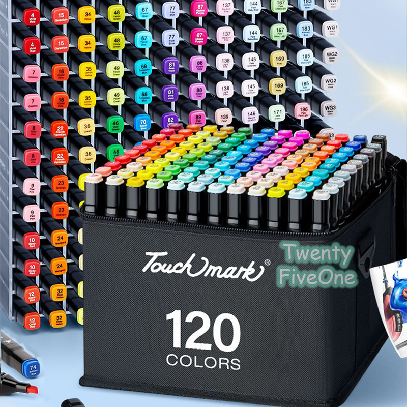 

120 Warna Touch Marker Sketsa Spidol Umum General Marker Set Animation Markers Pena Berujung Ganda RD Terlaris