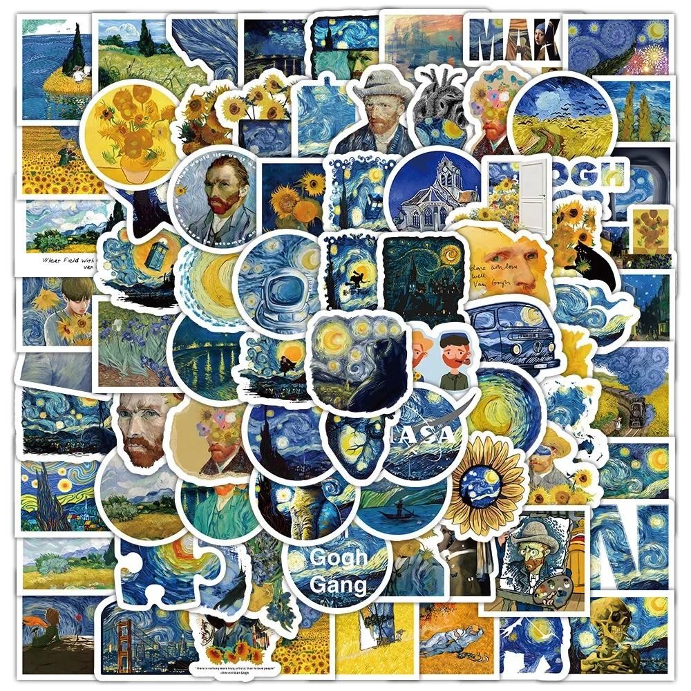 

100Pcs Van Gogh Cute Stickers Pack Aesthetic Stationery Supplies Lot Korean Paper Kawaii Office Teacher School Diary Decoration