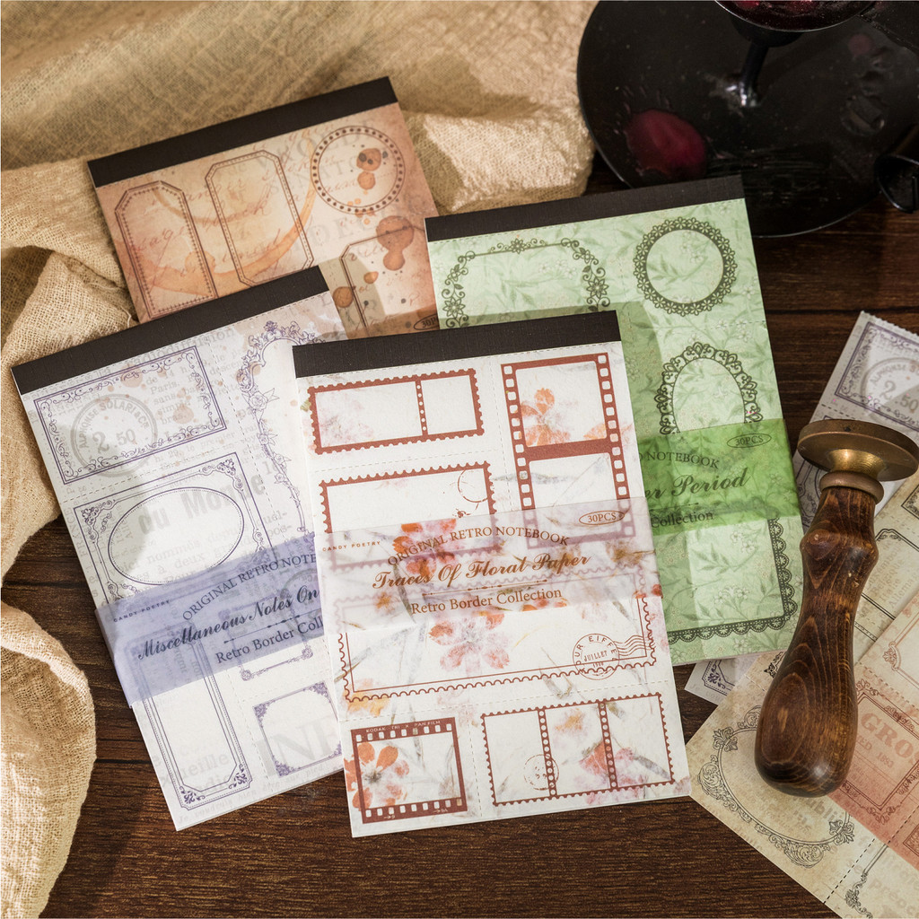 

30 pcs Vintage border set material paper Decorative Hand Account Diary Background paper Planner DIY Scrapbooking Craft Supplies