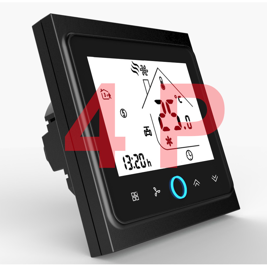 RS485 Modbus 220V 24V Heat Cool Temp Thermostat WIFI for 4P/2Pipe Fan Coil TUYA Works with Alexa Goo