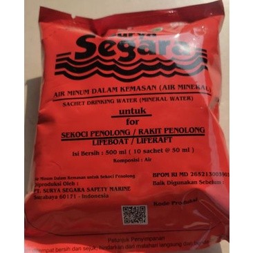 Drinking Water Minuman Darurat Di Sekoci & Rakit Penolong Surya Segara