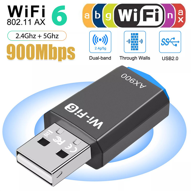 AX900 900Mbps USB WiFi Bluetooth Adapter Dual Band 2.4G/5Ghz WiFi 6 USB Adapter 900Mbps WiFi Adapter