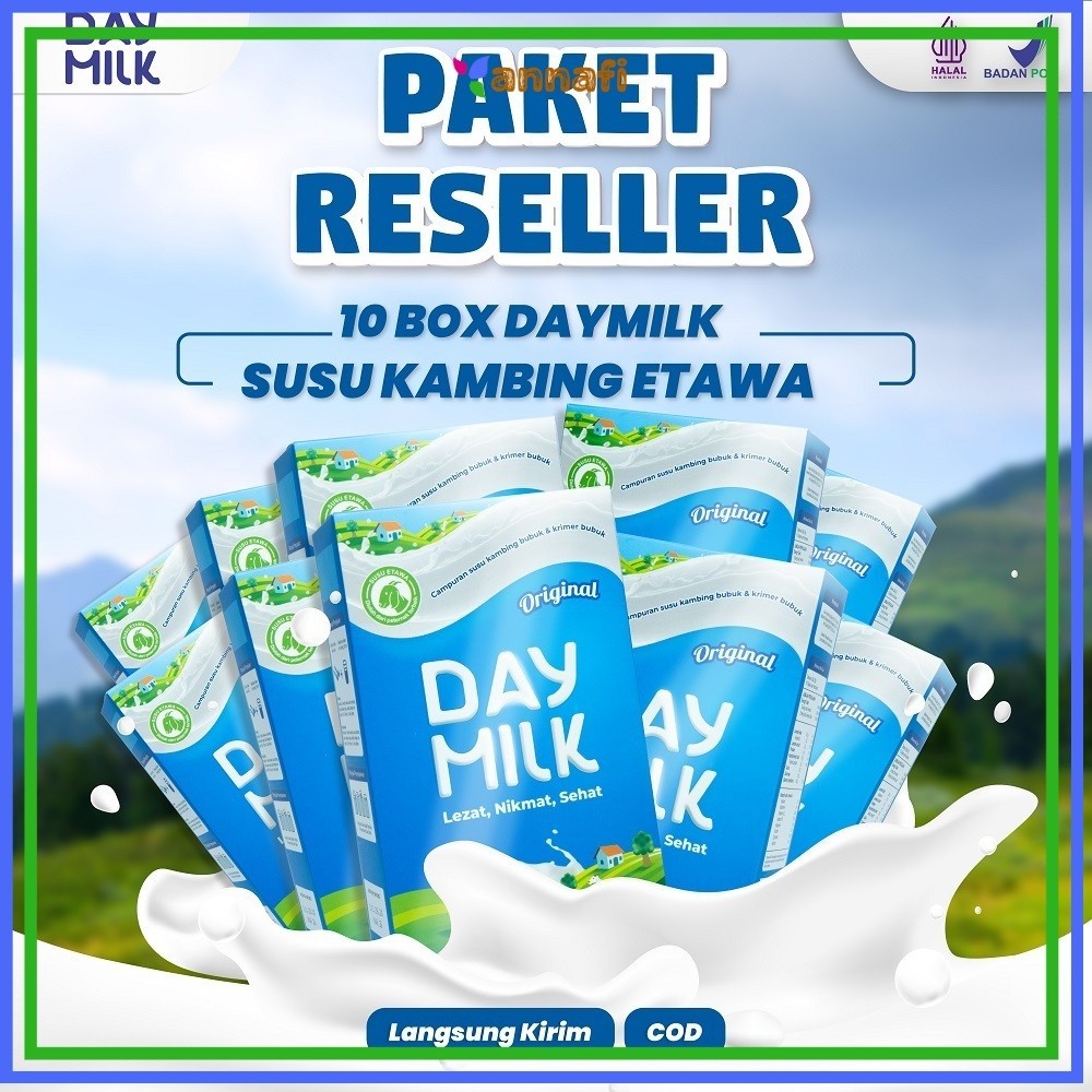 

DAYMILK ( PAKET 10 BOX ) - Susu Kambing Etawa Bubuk Cegah Osteoporosis & Jaga Daya Tahan Tubuh Halal dan BPOM
