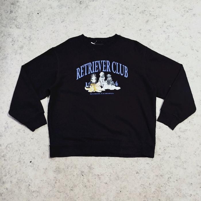 crewneck pria hitam tebal RETRIEVER CLUB sweater pria sablon art bagus murah casual