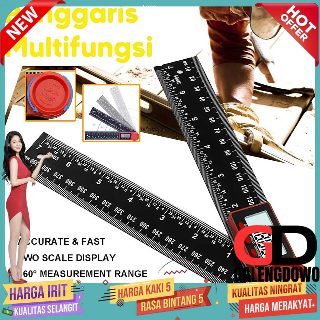 

Huei Penggaris Multifungsi Adjustable Angle Ruler Set 200mm - INU24