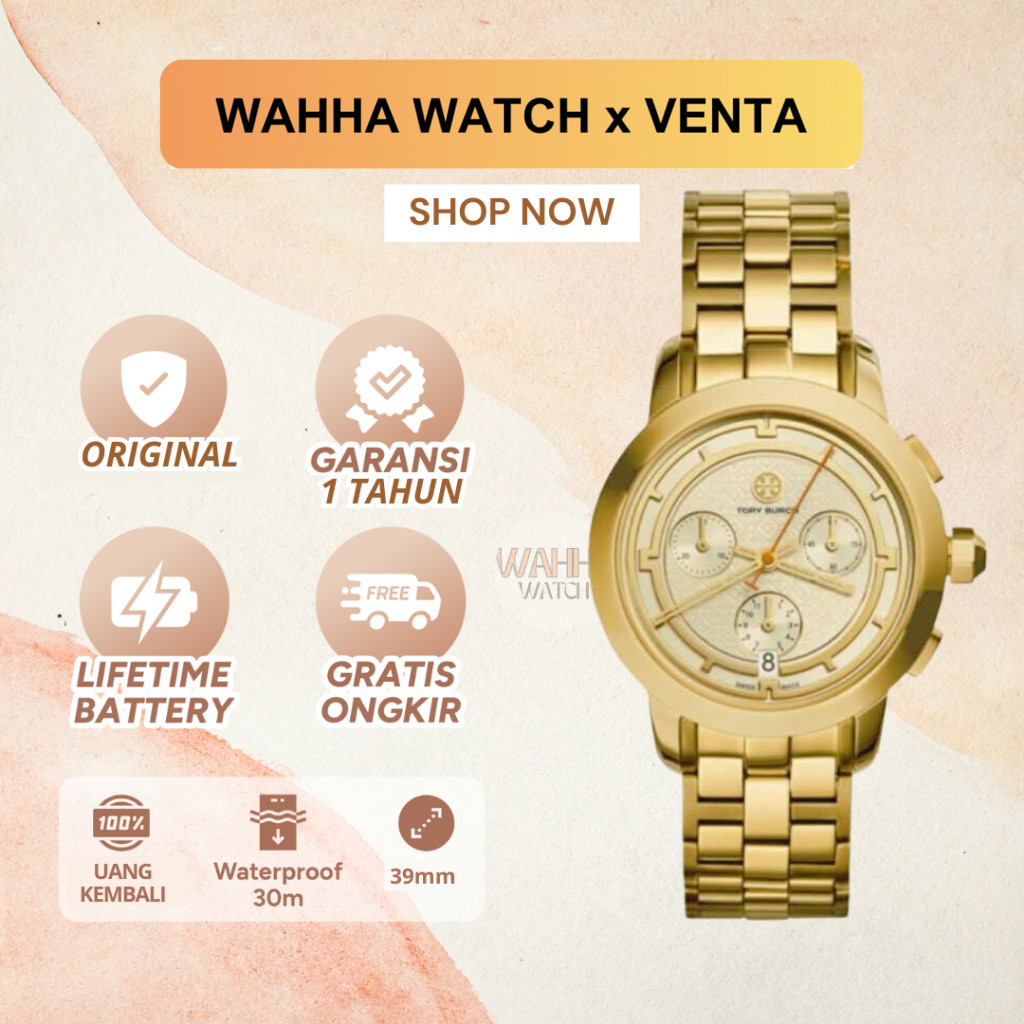 Jam Tangan Wanita Tory Burch TBW1000 Gold / TBW-1000O Summer Newness [BERGARANSI]