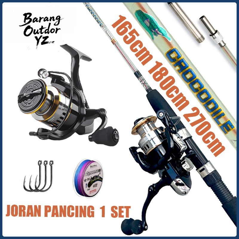 YZ CAOCODILE Transparan Joran pancing 1 set Joran fiber solid 270cm/Joran Fiber Solid Drat Action 8-