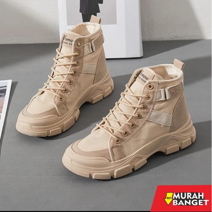 DIATA Sepatu Sneakers Boots Wanita Sneakers Shoes Korean Style - Hitam, 37