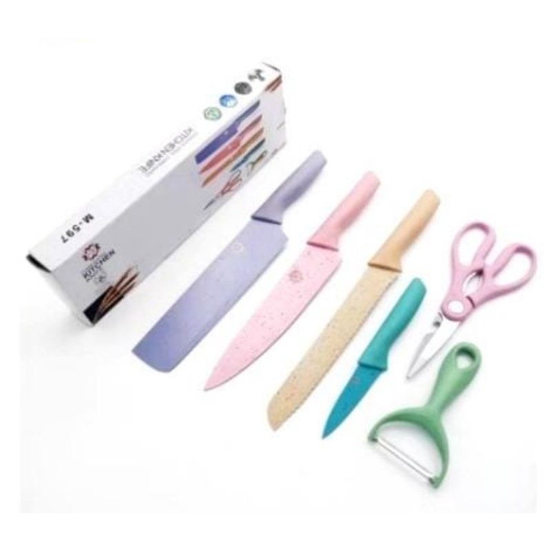 [ FIRN ] - ORI Pisau Jerami Set 6 in1 Kitchen Knife Evcriverch 6 pcs pisau dapur gunting parutan Tx4