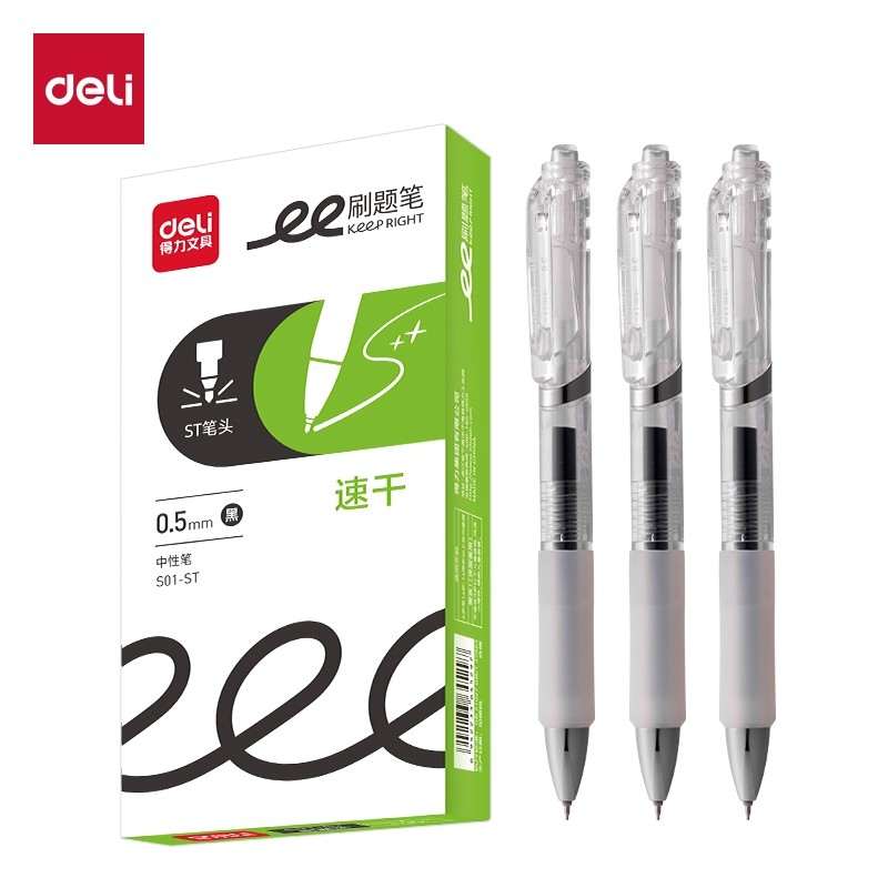 

Deli Gel Pen Pulpen Gel Pena 0.5 mm Tinta Hitam Tinta Cepat Kering Anti Meleber S01-ST