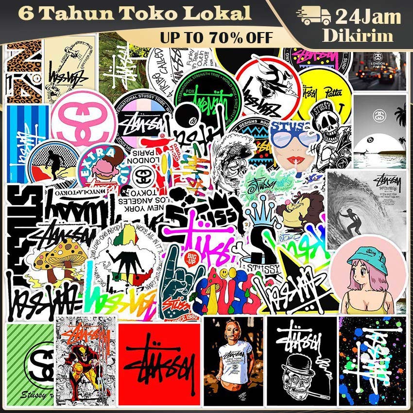 

Paket Stiker Stussy Huruf Kreatif 50 Lembar Waterproof Untuk Dekorasi DIY Laptop Helm Koper Notebook dan Aksesoris