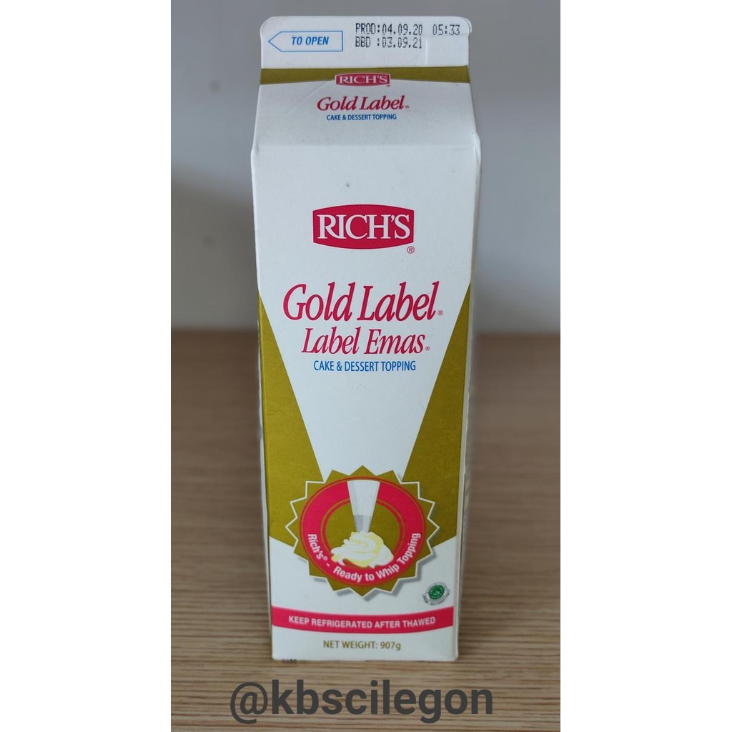 

Rich's Gold Label Whipping Cream 907gr
