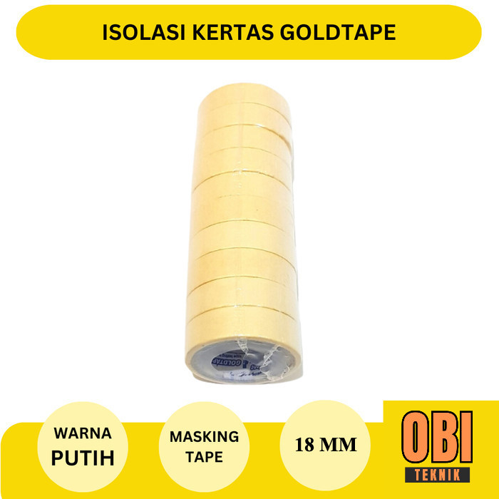 

MASKING TAPE / ISOLASI KERTAS GOLDTAPE 18MM – ISI 10 ROLL – NEX TOOLS