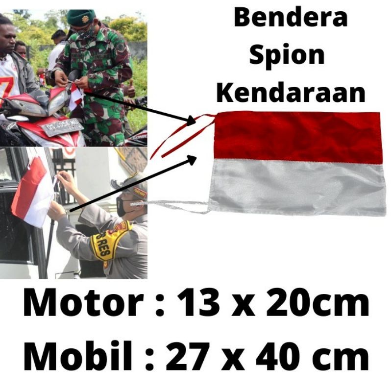 Bendera Motor/Mobil Merah Putih Bahan Satin / Bendera Merah Putih Kecil