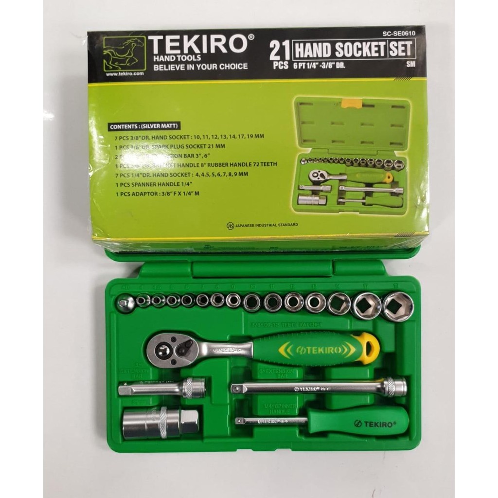 

TEKIRO Kunci sok sock socket set 21 pcs 1/4 inc - 3/8 6PT