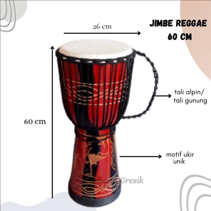 promo Alat musik jimbe reggae dewasa jumbo ukuran 60 cm - 60 cm A terlaris