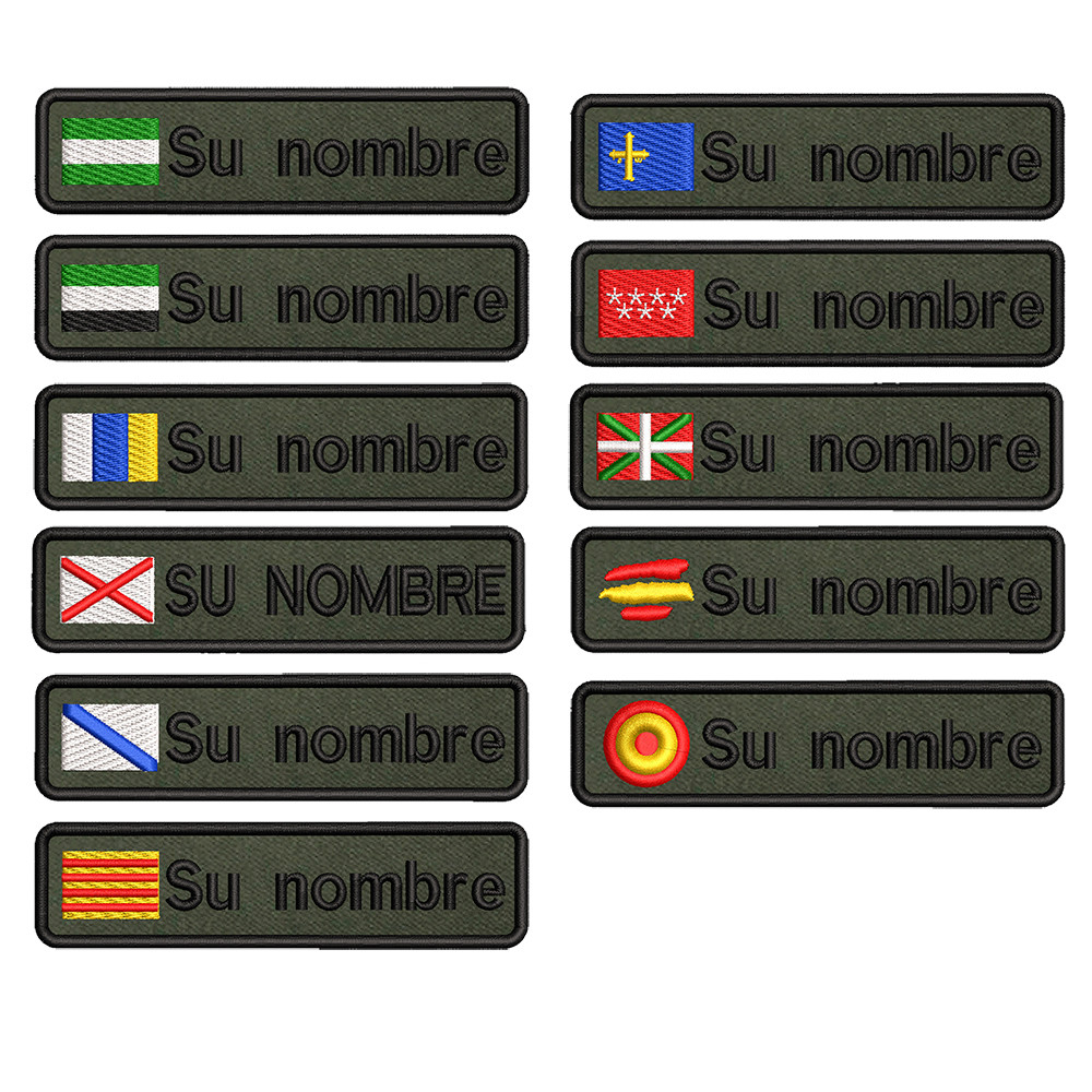 1PC 10cmX2.5cm Custom Name Flag Patch Stripes Badge Iron On Or Hook Loop Army green Andalusia Extrem