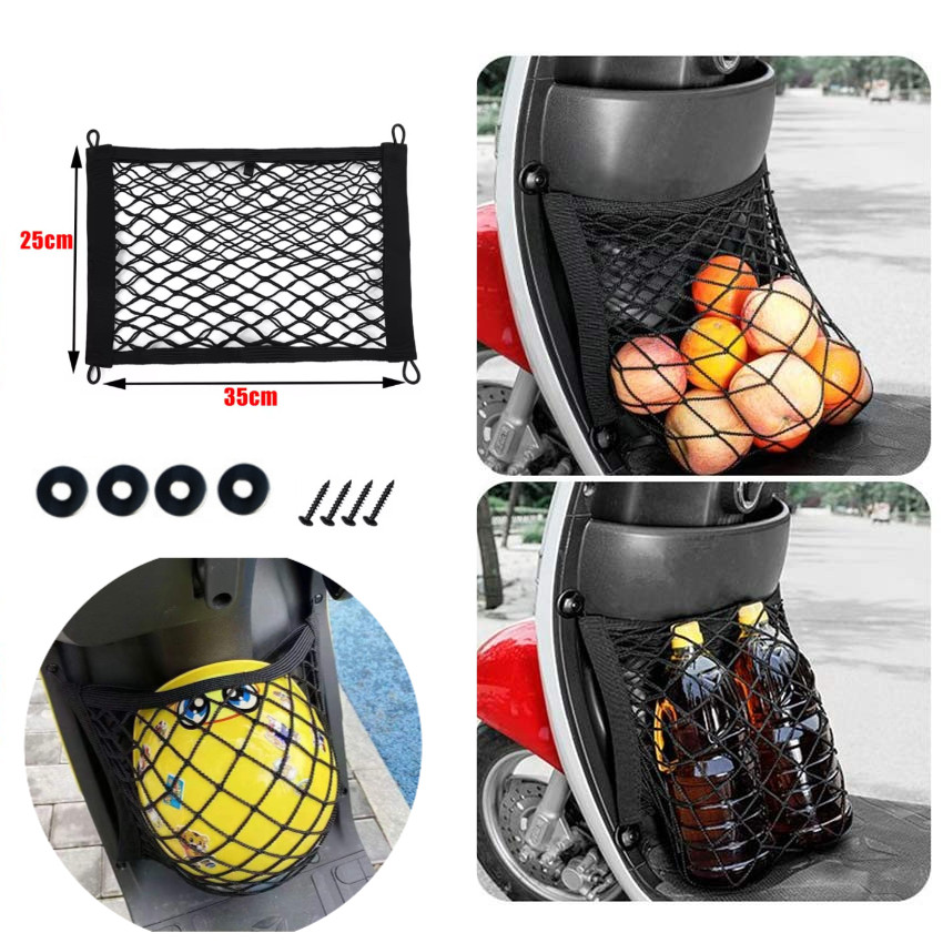 35*20CM Jaring Helm Barang Bagasi Motor Tas Jaring Mesh Penyimpanan Sepeda Helmet Dua Layer Elastisi