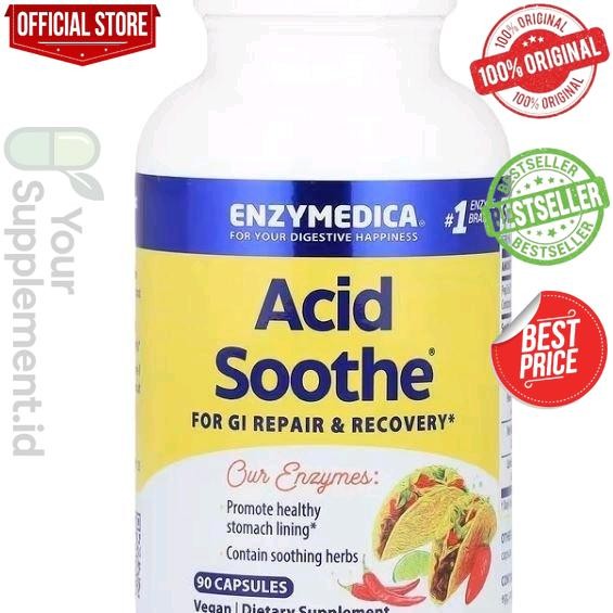 Enzymedica Acid Soothe 30 Caps Atasi Asam Lambung GERD Enzyme GI Repair & Recovery USA - 90 Caps