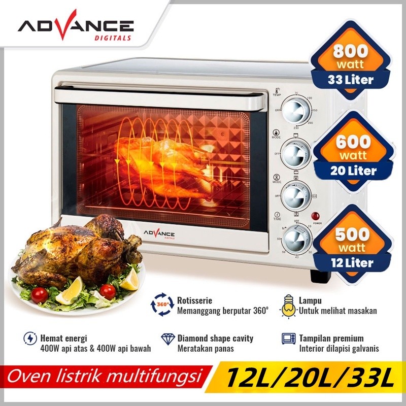【Garansi 1 Tahun】Advance Oven Listrik Multifungsi 20L Oven Listrik Low Watt  Electric Oven Kapasitas