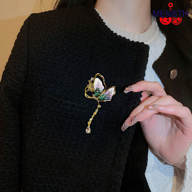 CODButterfly Brooch High-end Temperament Exquisite Tassel Pin Metal-Me