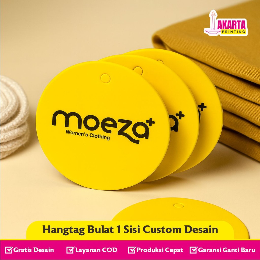 

Hangtag Baju 1 Sisi Fashion Cetak Custom Label Kaos Bulat Satu Sisi untuk Branding Produk Murah