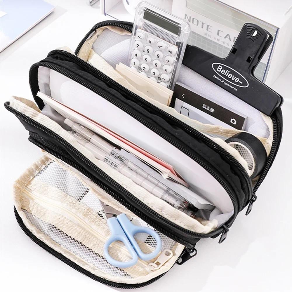 

Multi-purpose Large-capacity Multi-layer Pencil Bag Case Simple Student Stationery Makeup Desk Organizer Storage School Supplies
