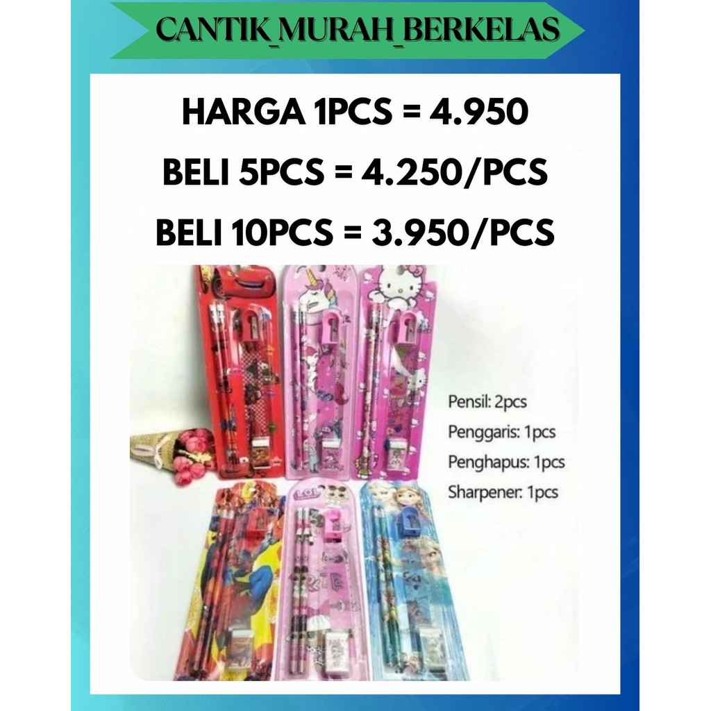 

CMB SET ALAT TULIS SEKOLAH ANAK 5 in 1 KARAKTER / MINI STATIONERY SET 5IN1