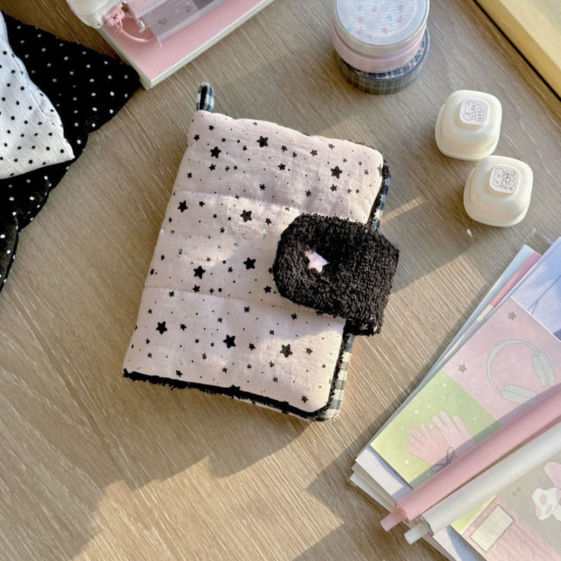 

New A6 Memo Notebook Cover, Spring Travel Black Star Book Jacket, Handmade With Cotton Fabric，Gift To Friend