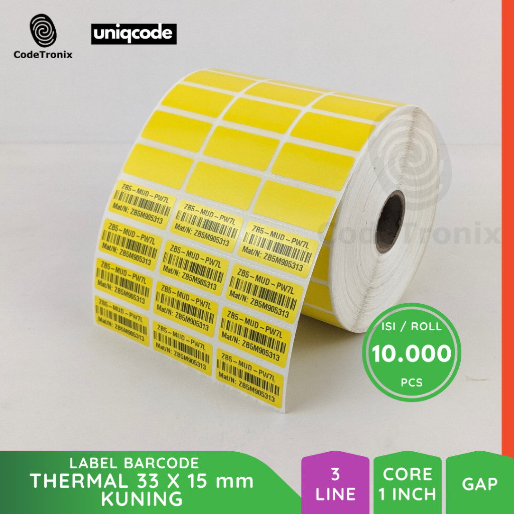 

Label Sticker Kertas Thermal 33x15 Barcode Direct Stiker Roll Warna 3 Line 10k pcs