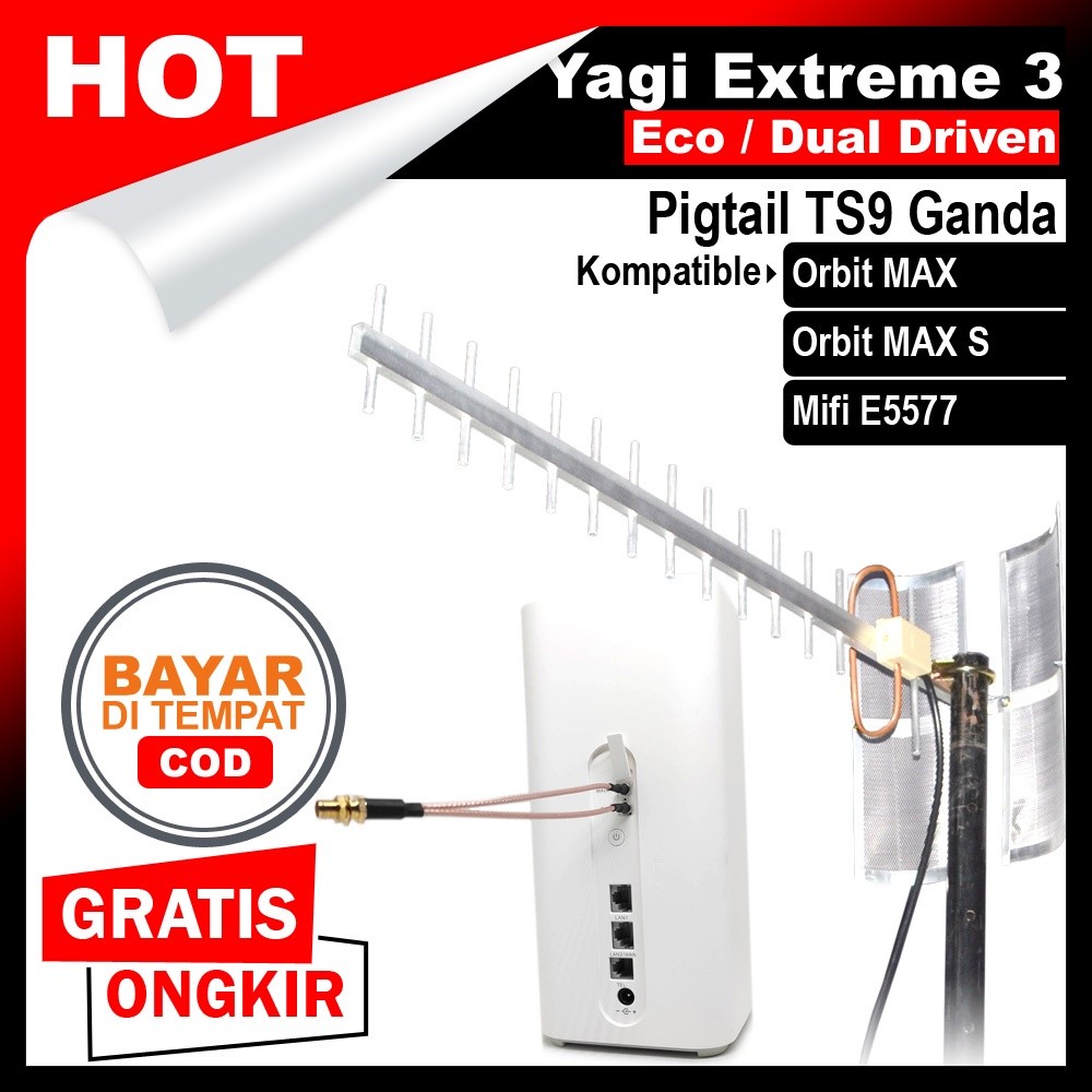 Antena Orbit MAX Huawei B818 Modem Router Yagi Extreme 3 TS9 Dual | Toko Antena Yagi Jogja