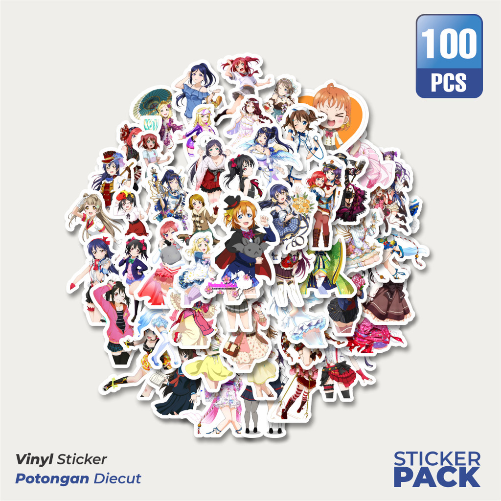 

MURAH 100 PCS Stiker Anime Series Love Live Character Mix 9 Waterproof Aesthetic- Untuk Laptop, Motor, dan Helm - Paper Stationery Pack
