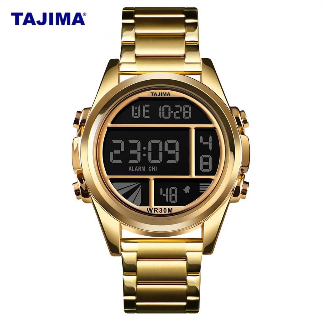 Jam Tangan Pria Tajima Digital 9662 Anti Air Stainless Steel Original Garansi 1 Tahun + Free BOX taj