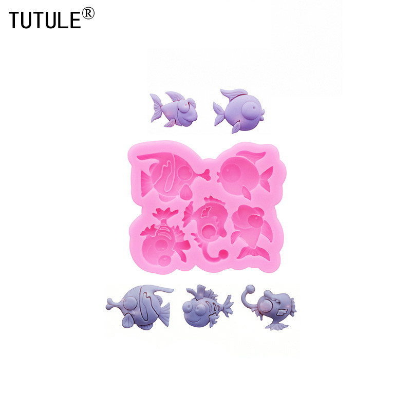 

DIY Small Fish Flip Candy Chocolate Cake Silicone Mould 3D fish drop glue jewelry Accessories epoxy resin clays Silicone Molds