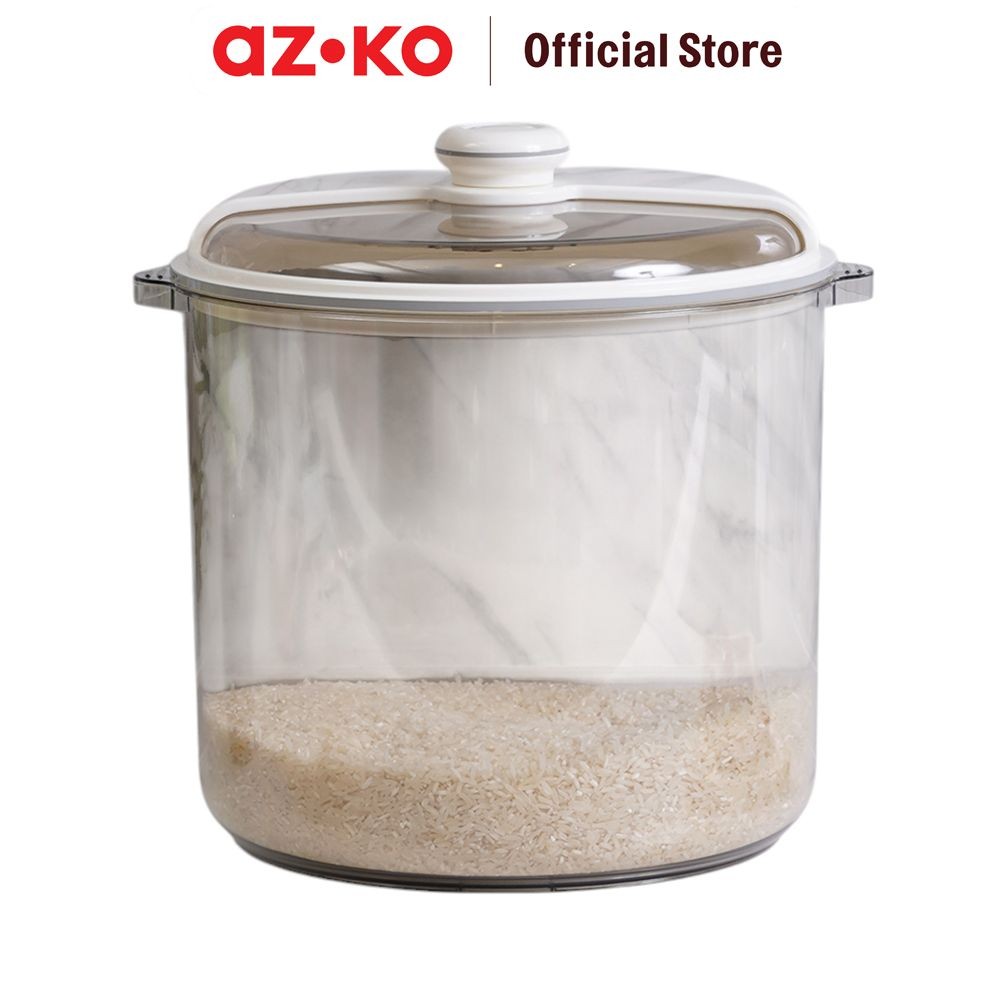 

AZKO Picas 10 kg Tempat Beras Spin Transparan Rice Container Kotak Beras Wadah Penyimpanan Beras Dispenser Beras