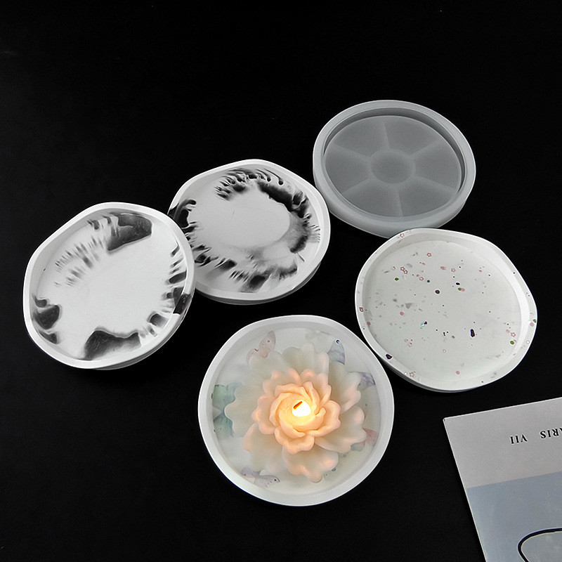 

Large Resin Tray Molds Irregular Round Tray with Edge Plate Mold for Epoxy Resin Casting Concrete Cement DIY Art Craft