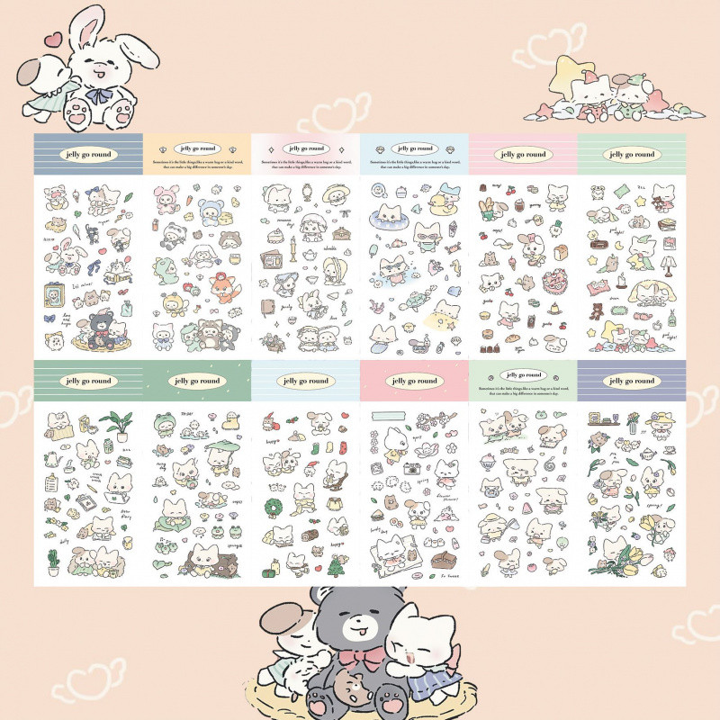 

Korea Waterproof Cute Cartoon Fox Rabbit Sticker Ipad Handbook Planner Diary Scrapbook Notebook Diy Decorative Stickers