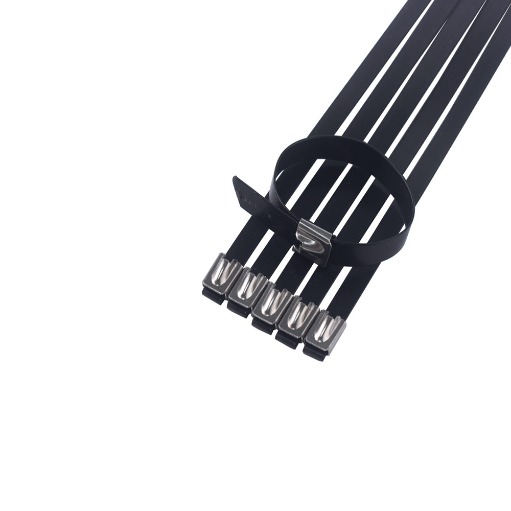 

50/100pcs SS304 Black Coated Stainless Steel Metal Cable Zip TieWrap Self-Locking Cable Ties 4.6mm Width 4.6*100mm 4.6x300mm 350