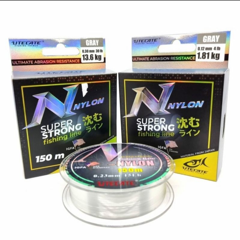 Senar Utecate Nylon 150 Meter - Grey, Berbagai Ukuran