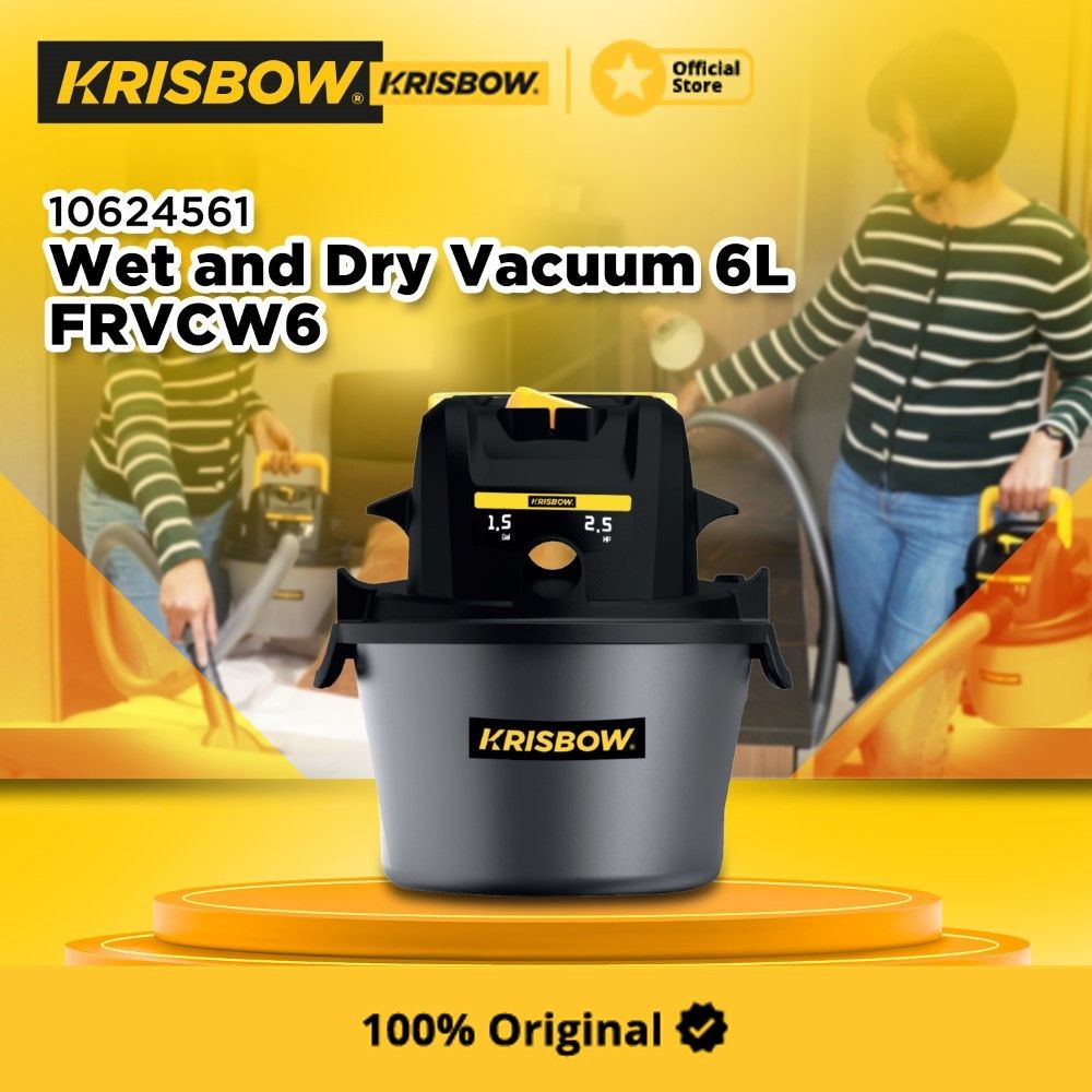 Krisbow 6 ltr Penghisap Debu Wet & Dry 400 watt - Hitam Alat Pembersih Vakum Cleaning Tool Mesin Vac