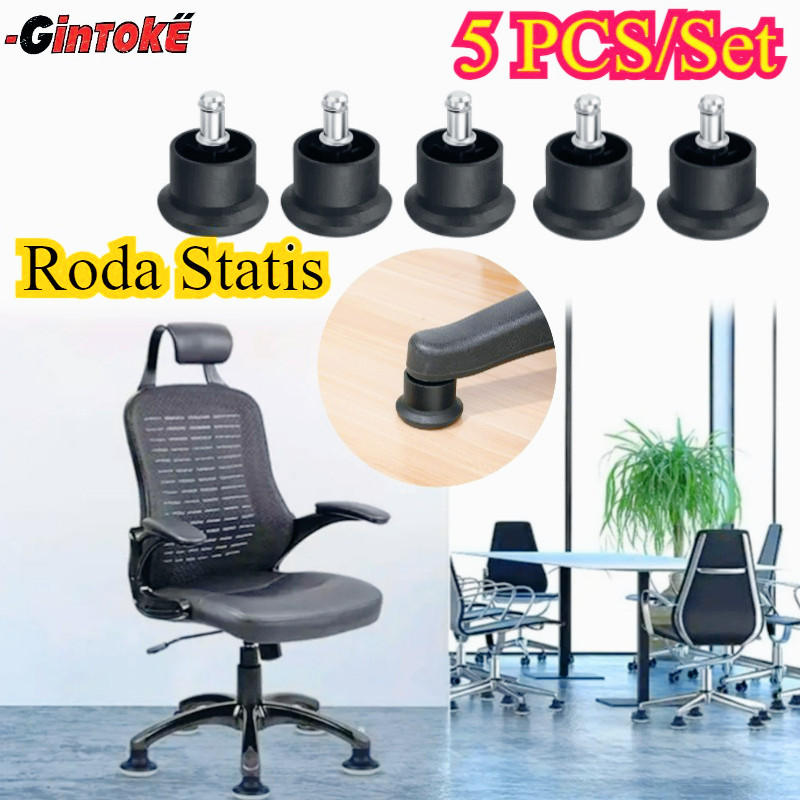 5pcs/Set Roda Kastor Stabil Roda/ Kursi Kantor Stabil/ Glyder Tancap/ Kaki Kursi Kantor/Roda Statis