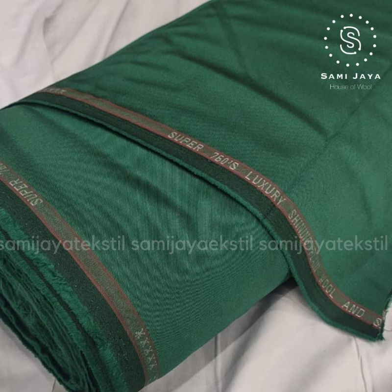 Kain Bahan Jas & Celana Wedding Semi Wool Shining HIJAU BOTOL