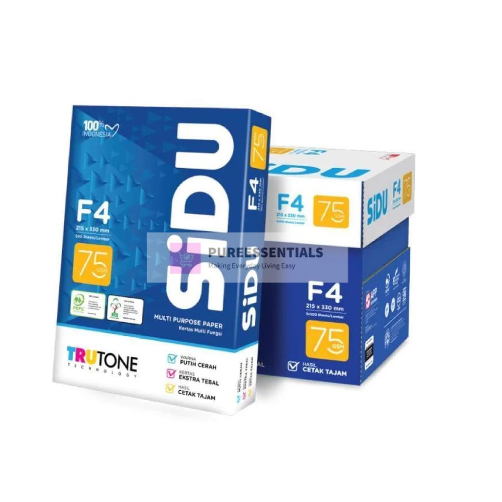 

[1 RIM] Kertas Hvs Sidu Ukuran F4 Panjang Tebal 75gram Isi 500 Lembar