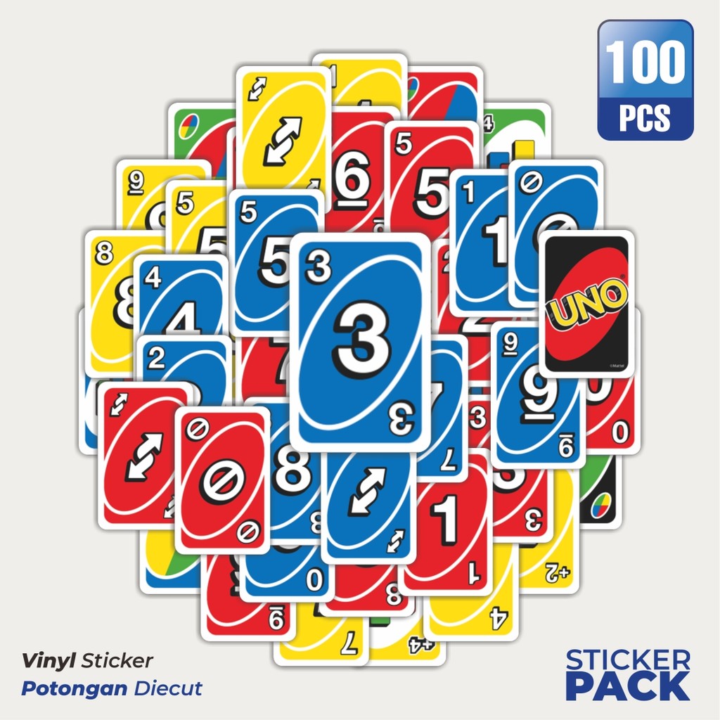 

Super Hemat! 100 PCS Stiker Game Kartu UNO V2 Waterproof Aesthetic- Untuk Laptop, Motor, dan Helm - Paper Stationery Pack