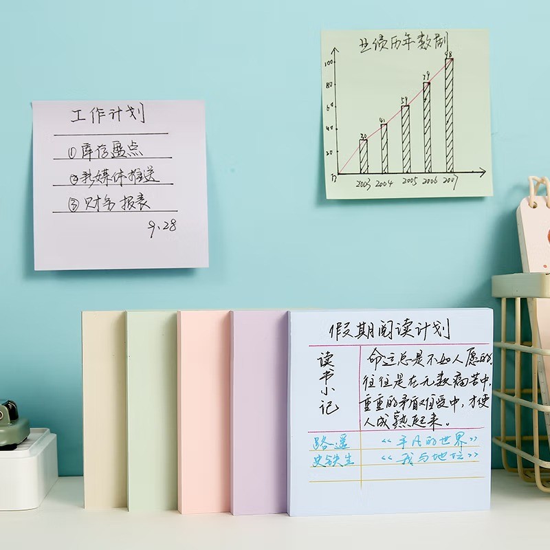 

M&G 400 Sheets 5 Colors Sticky Notes 76*76mm Sticky Notes Planner Stickers Macaroon Colors Self-Adhesive Sticky Notes 5pcs/Pack