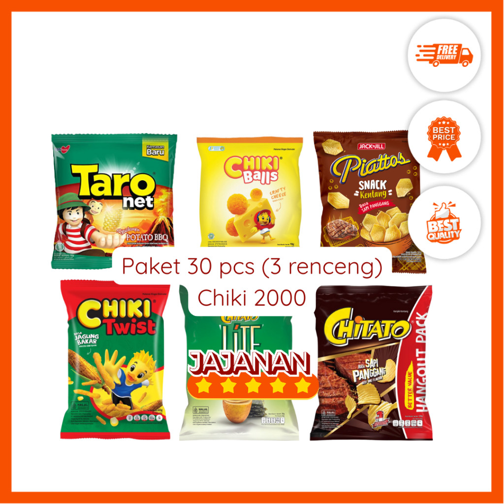 

[PAKET 30 CHIKI] Chiki Random Taro/Piattos/Chitato/Chiki Balls/Chiki Twist 30 pcs