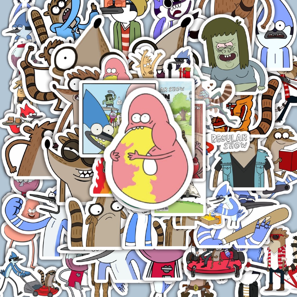 

100PCS Lucu Stiker Kartun Series Reguler Show Stiker Aesthetic Stiker Anti Air Stikers Berperekat Waterproof sticker decal buat Motor Helm Buku Journal Koper Casing HP Laptop Botol Minum Hadiah anak